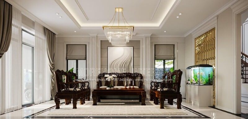 Các tranh trang trí đẹp được treo tường sẽ làm nên điểm nhấn ấn tượng cho phòng khách.