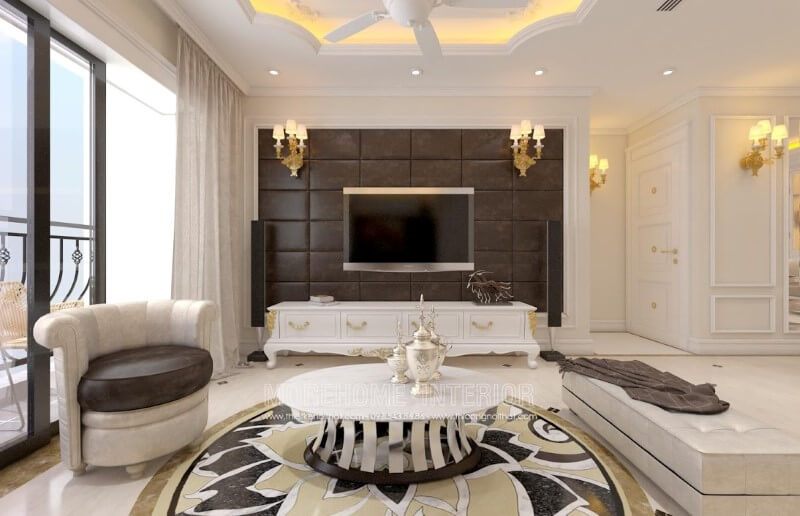 Mẫu bàn trà là sự kết hợp đồng điệu giữa mặt bàn gỗ công nghiệp và chân sắt đem đến sự hài hòa cho phòng khách