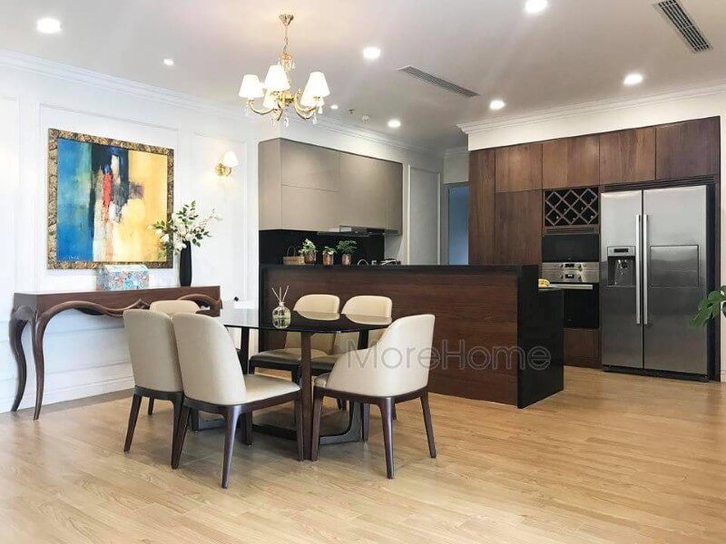 Thi công bàn ghế ăn hiện đại sang trọng tại chung cư Vinhomes Gardenia Mỹ Đình Hà Nội