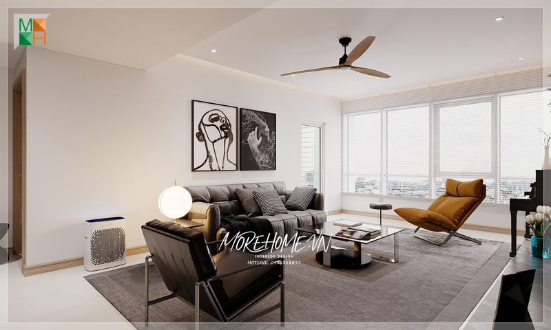 Chiếc bàn trà được đặt ở vị trí trung tâm giúp phòng khách trở nên tiện nghi và ấn tượng mỗi khi bước chân vào căn phòng.